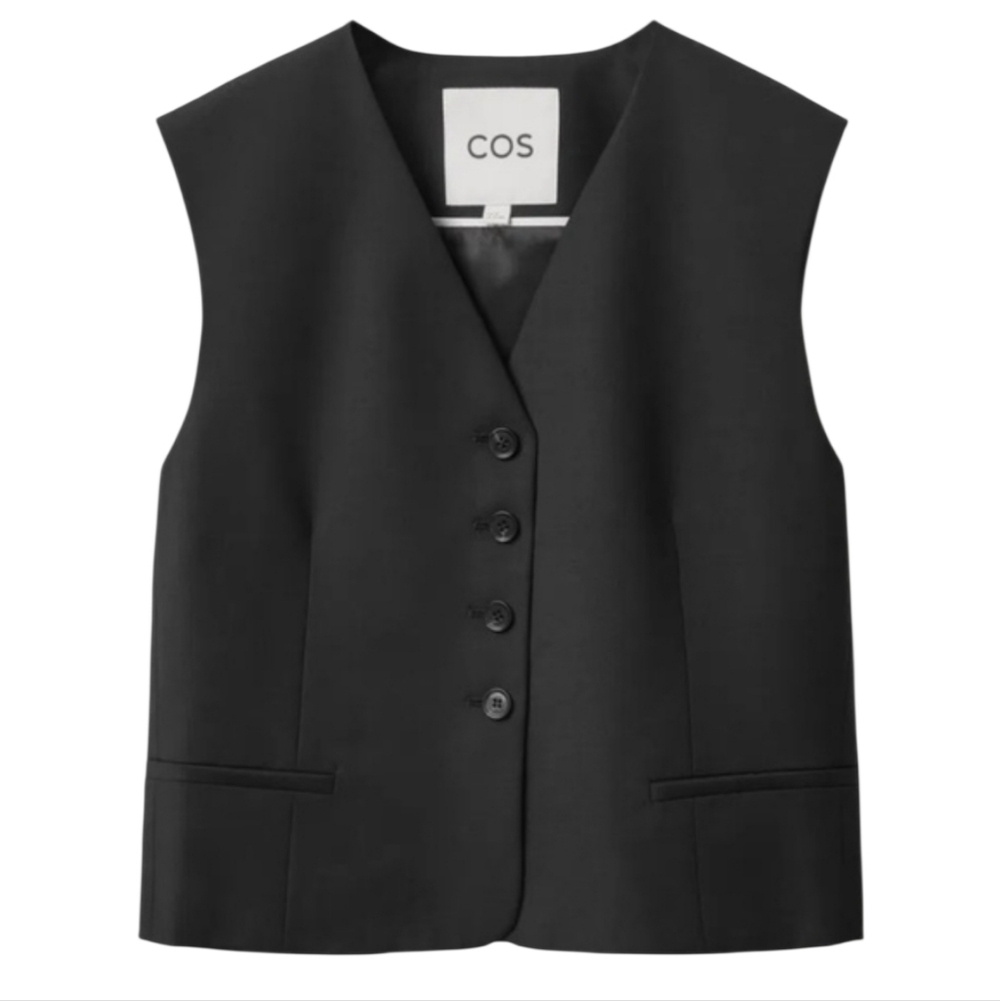 COS Tailored Wool Blend Vest In Black Size 2